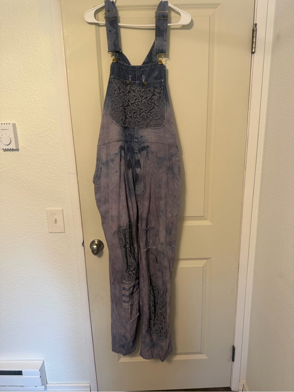 Free People Lavender Patchwork Lace Overalls - Picture 3 of 6
